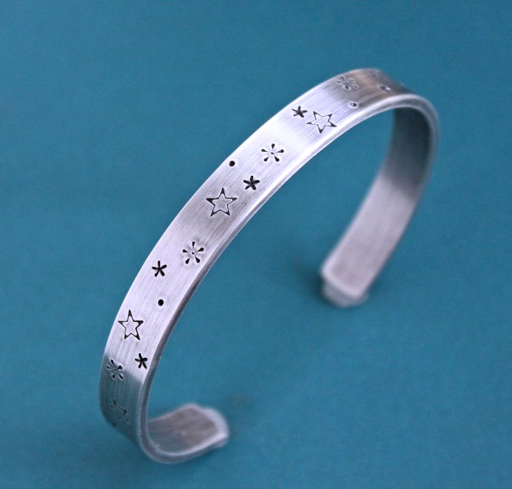 men's silver star cuff bracelet