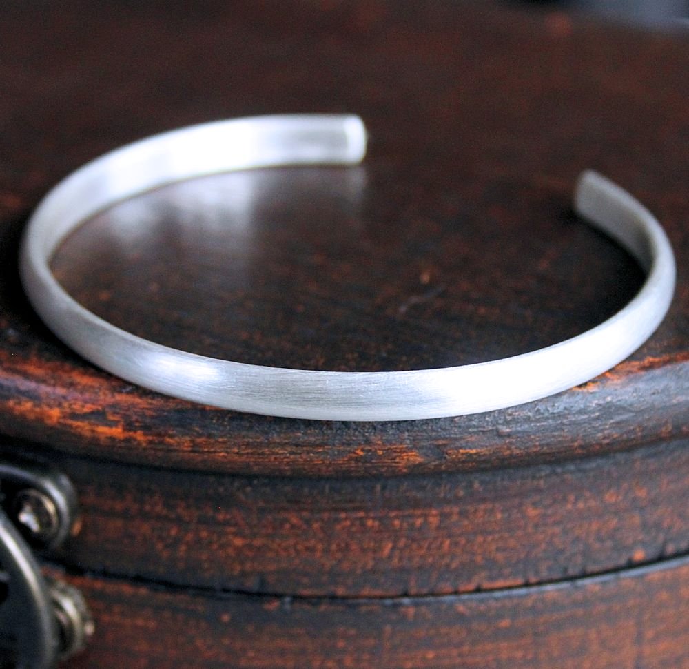men's thin sterling silver cuff bracelet