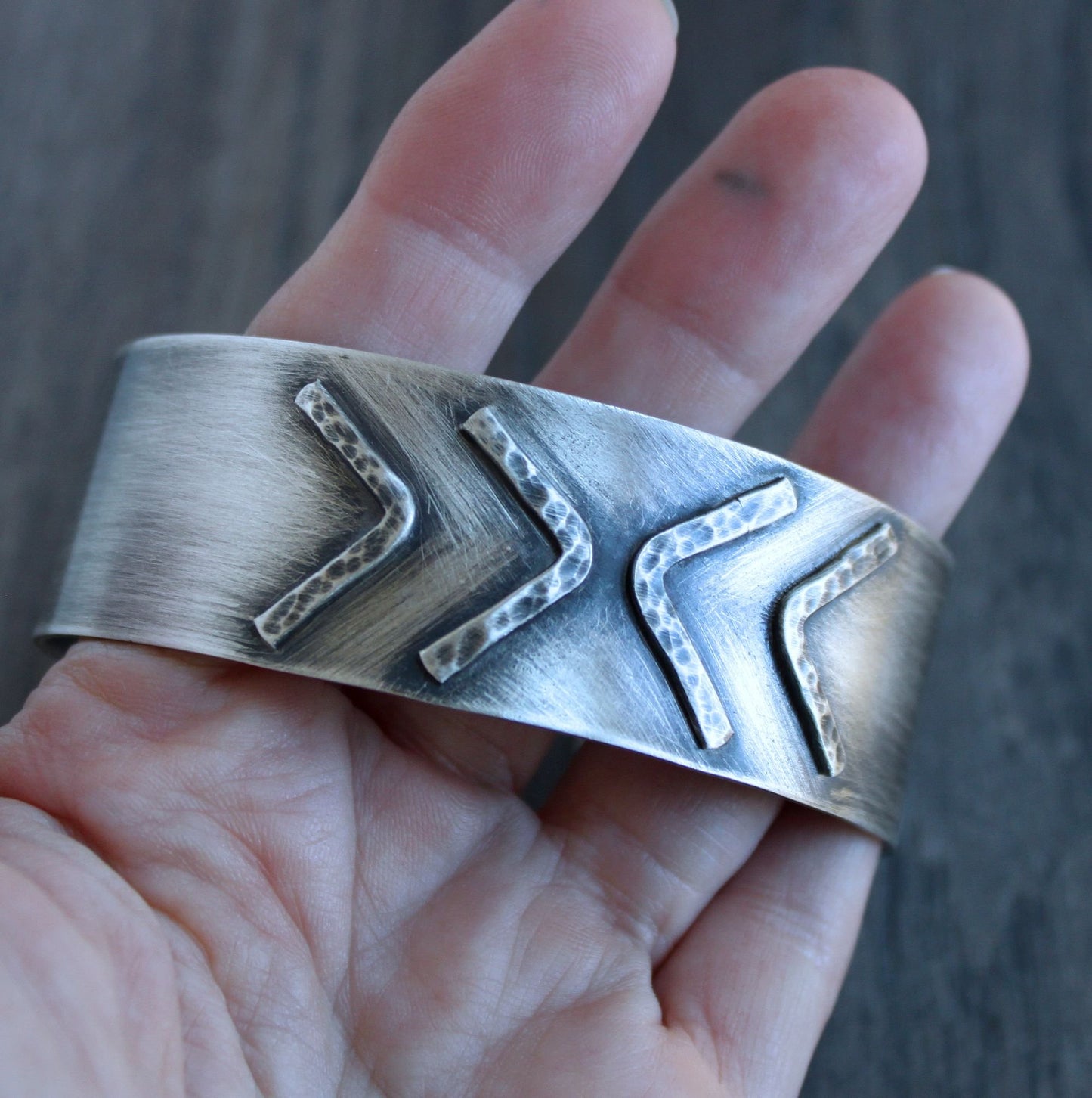 men's wide oxidized handmade cuff