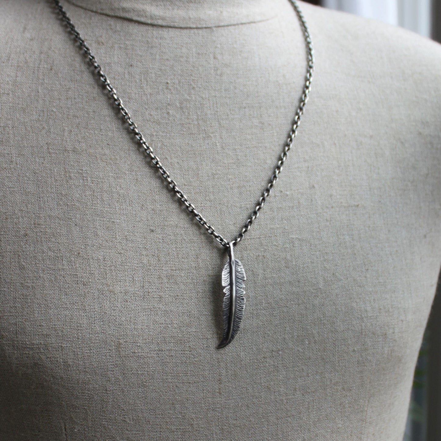 Men's Silver Feather Pendant