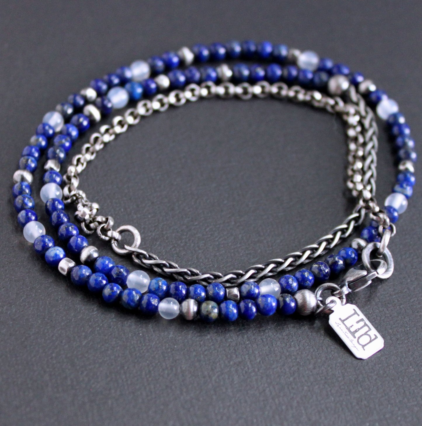 Men's 4mm Blue Bead Necklace