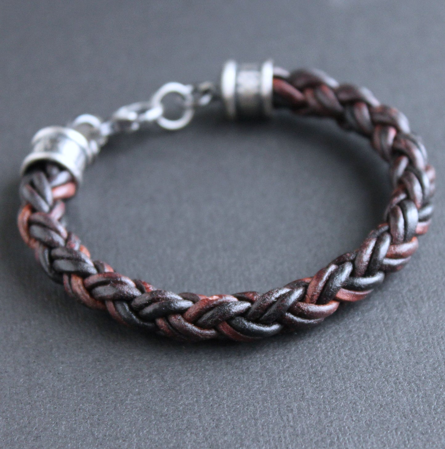 men's 8mm braid leather bracelet