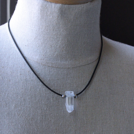 Men's crystal quartz necklace