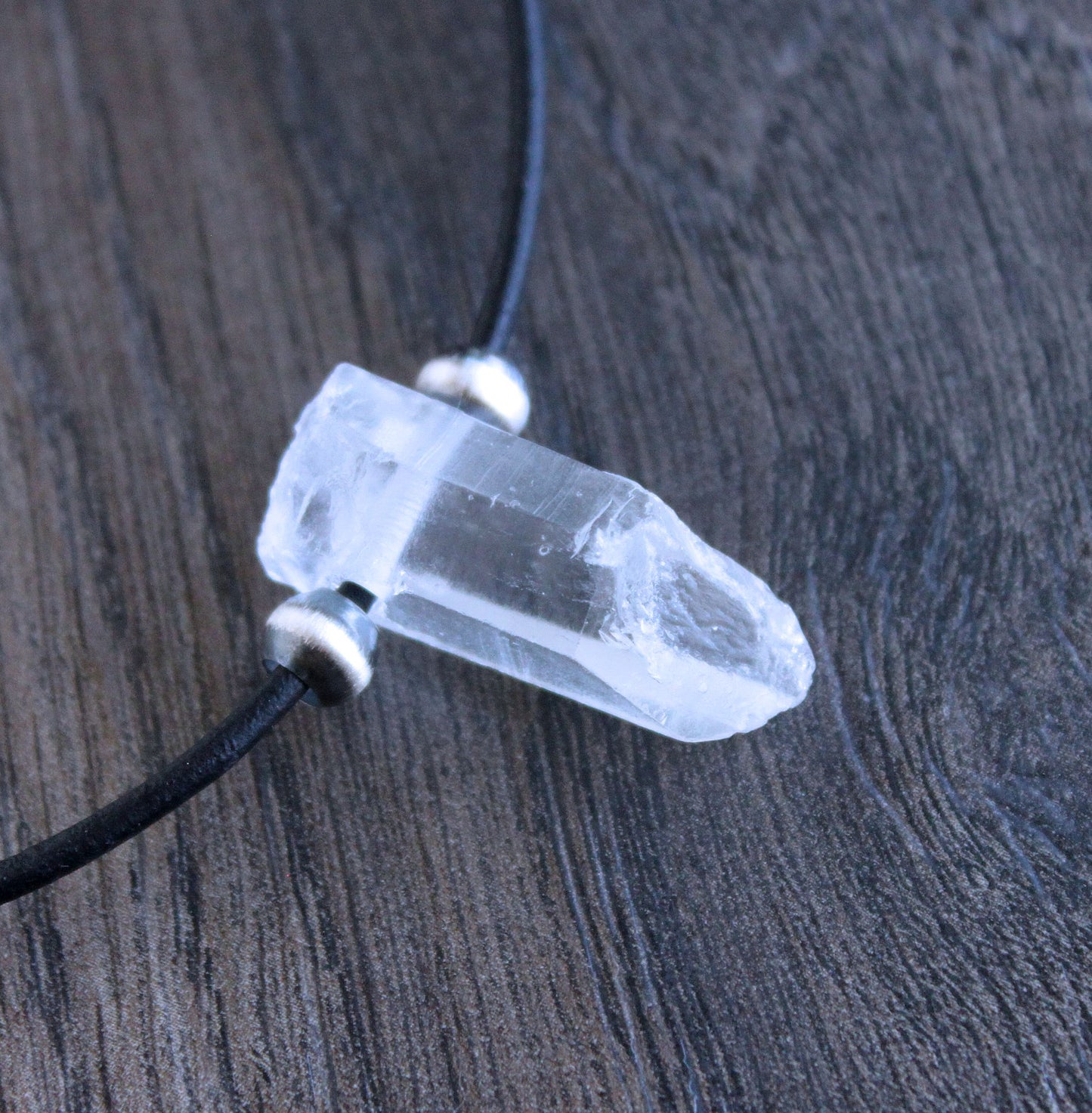 Men's clear crystal quartz pendant necklace