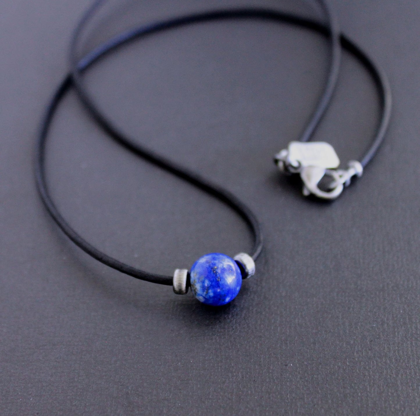 men's lapis bead necklace