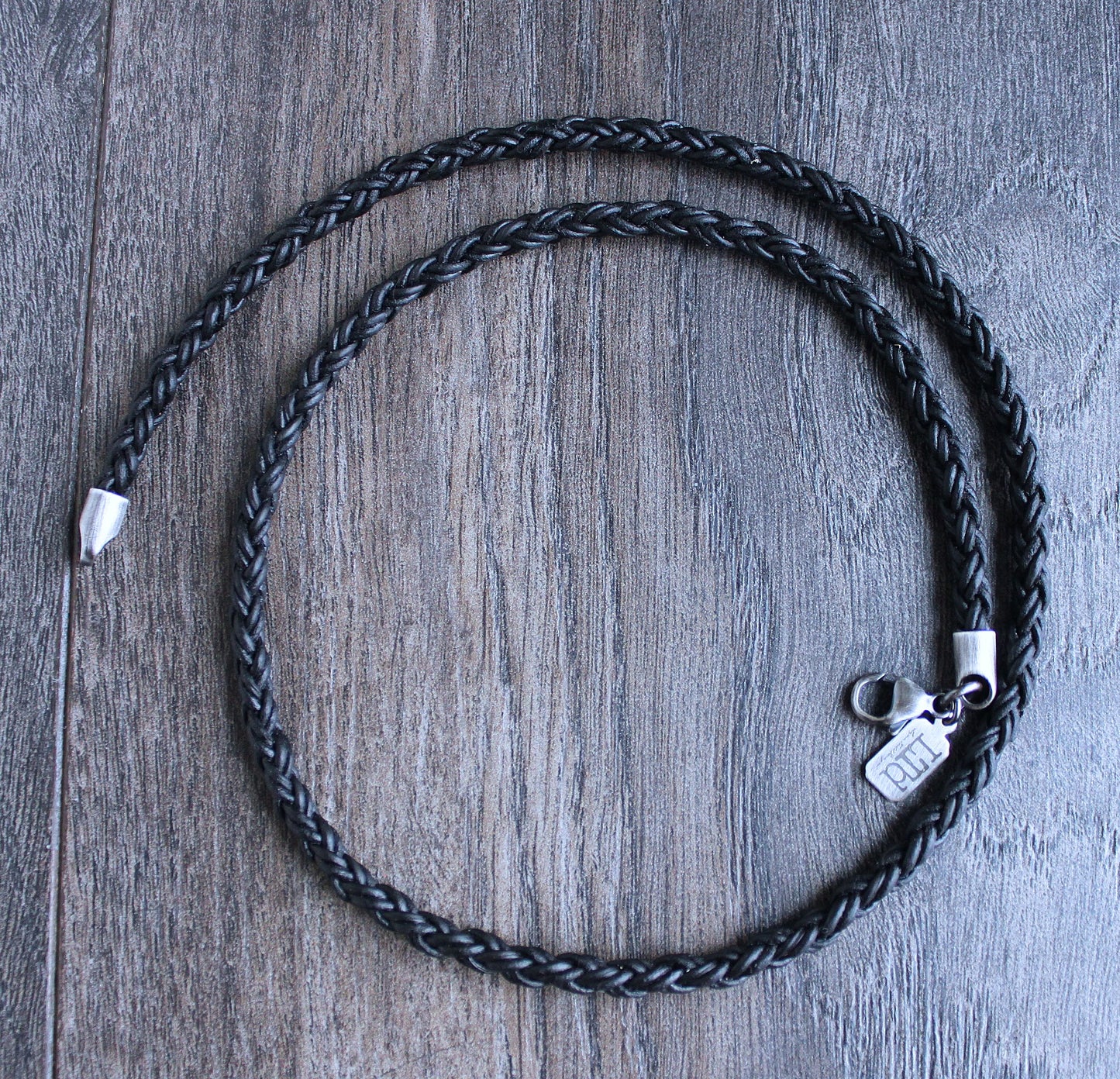 men's leather sterling silver necklace