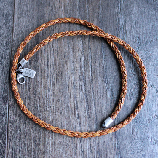 men's light brown leather necklace