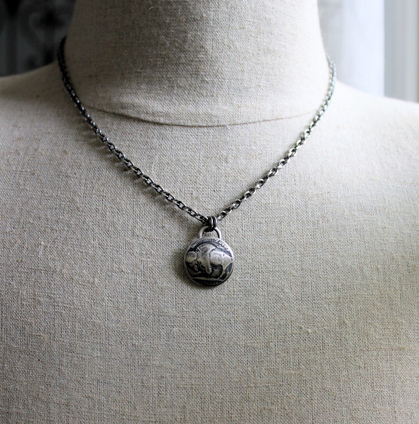 Men's Buffalo Nickel on Silver Chain