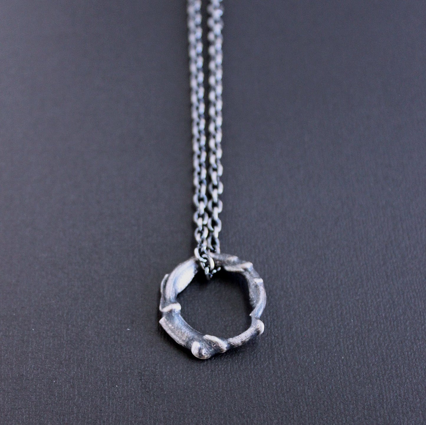 Men's Organic Silver Hoop Pendant necklace