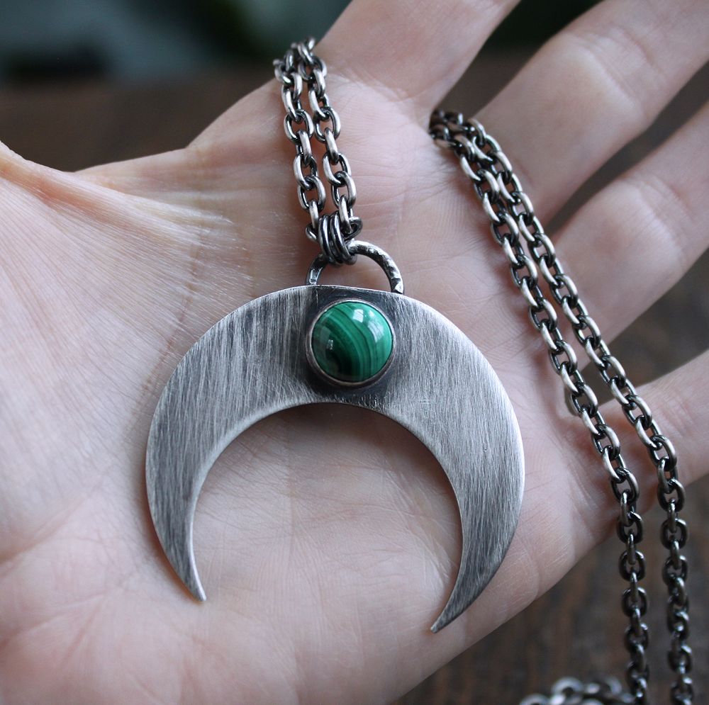 men's handmade malachite pendant necklace