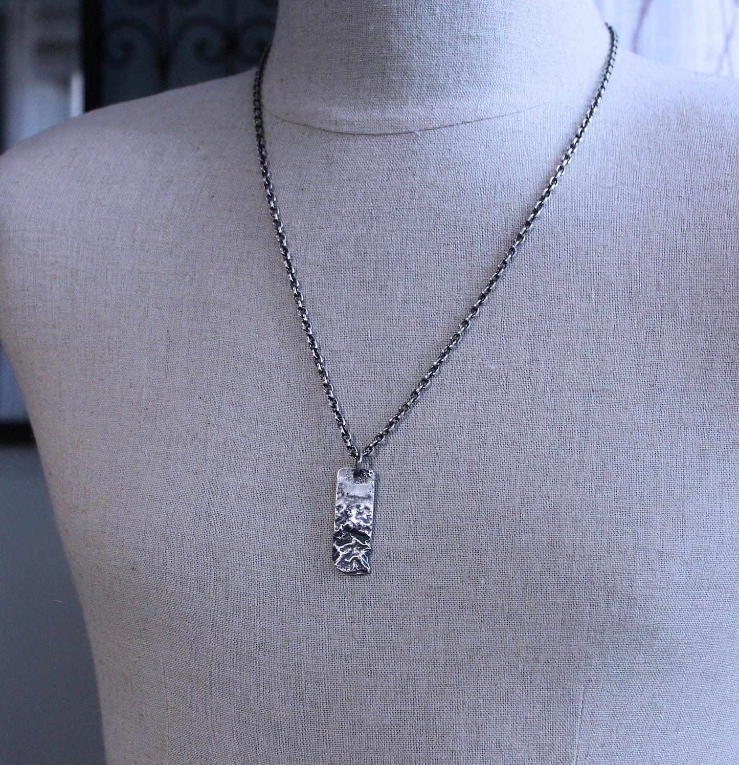Men's Rustic Silver Pendant Necklace