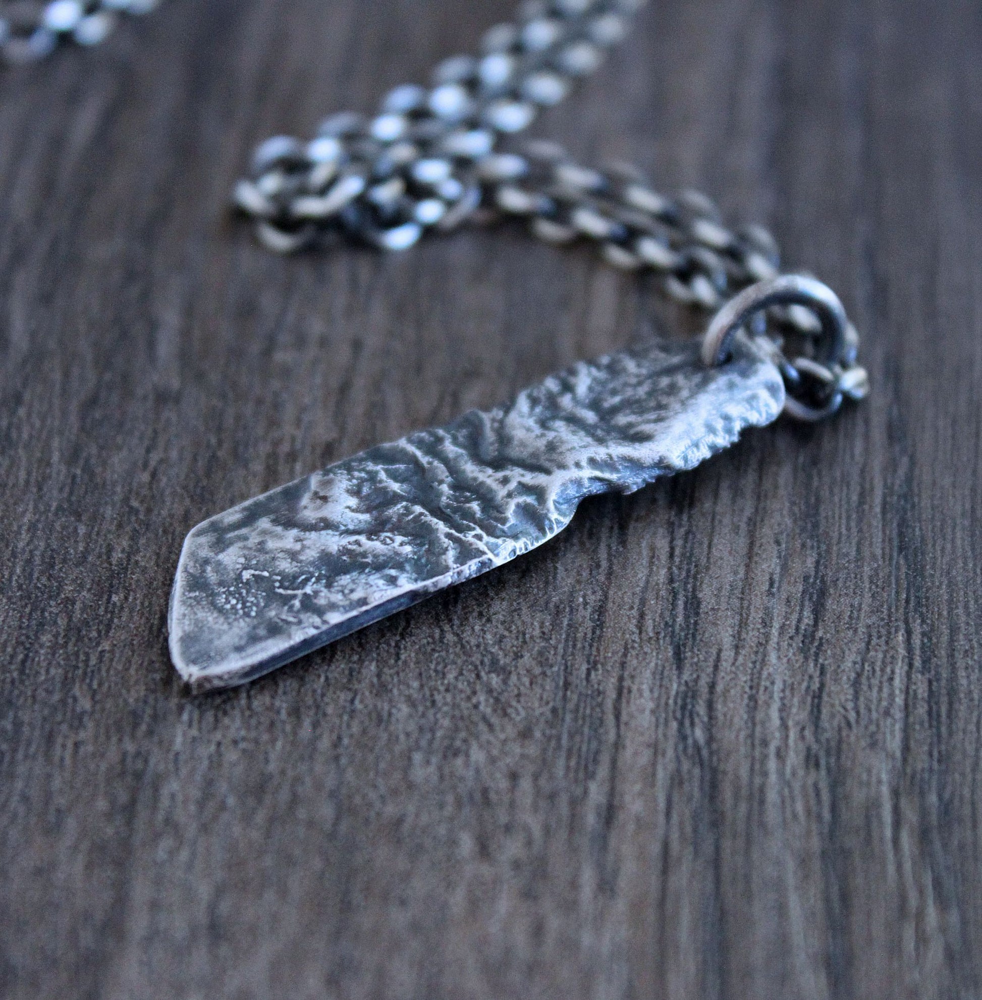 large rustic sterling silver pendant