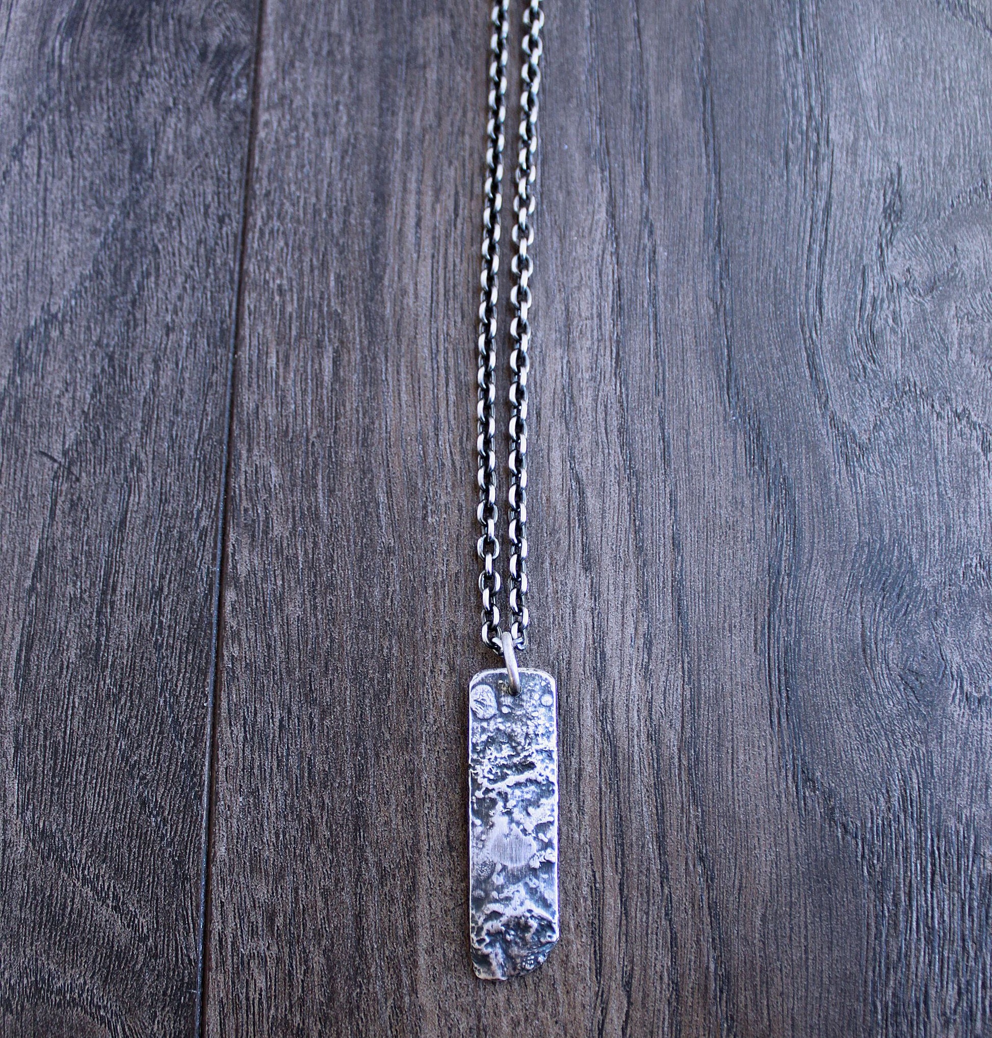 Men's Unique Rustic Silver Pendant Necklace
