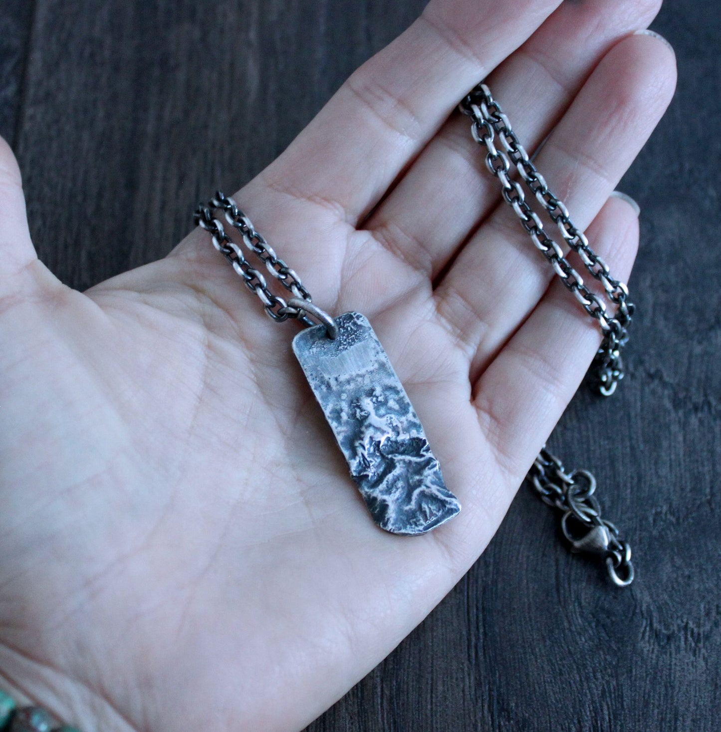 Rustic Sterling Silver Pendant Necklace