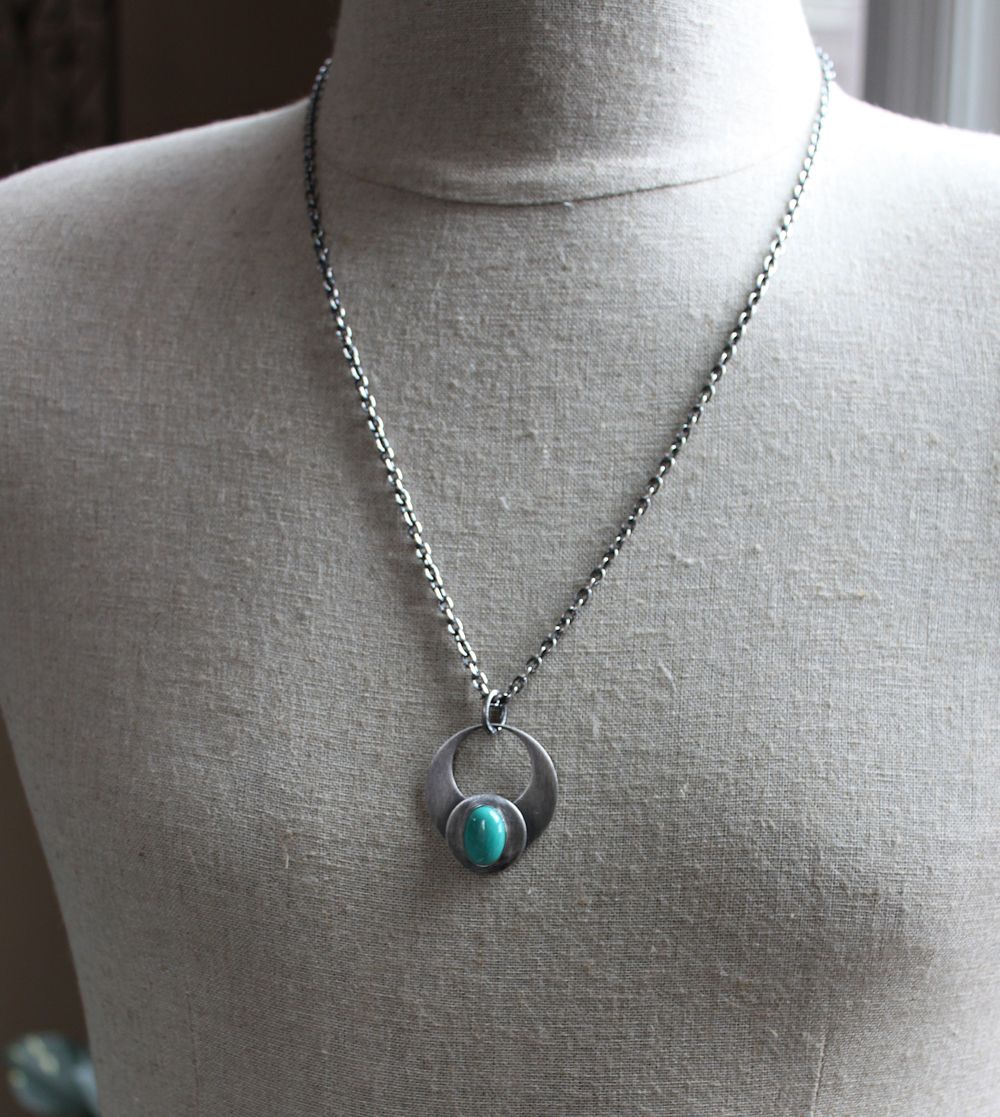 men's large turquoise stone pendant necklace