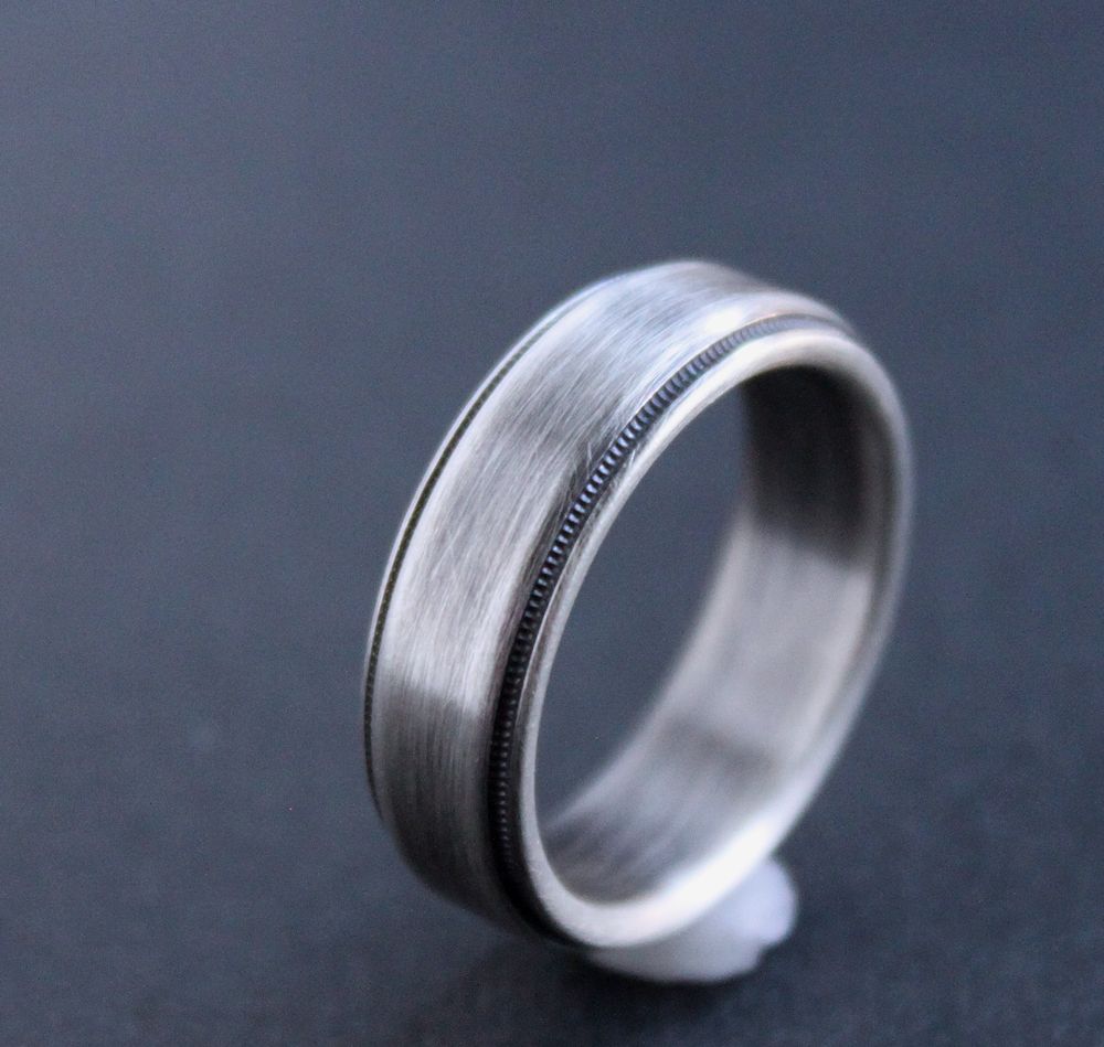 men's rustic oxidized band ring