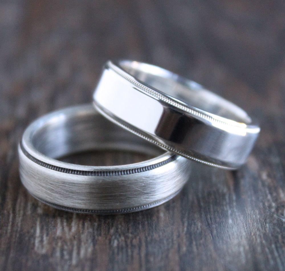 men's silver simple milgrain band ring