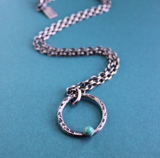 men's rustic turquoise pendant necklace