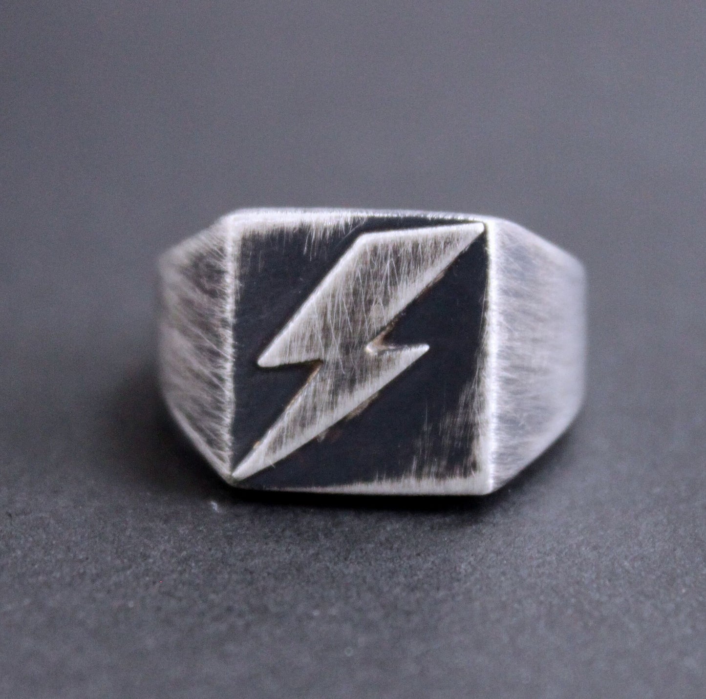 men's lightning bolt signet ring