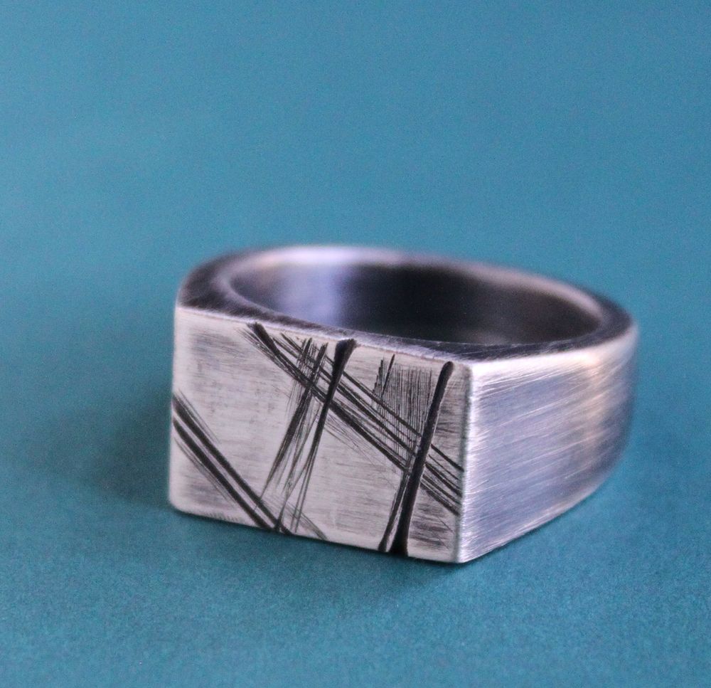 men's rugged silver signet ring