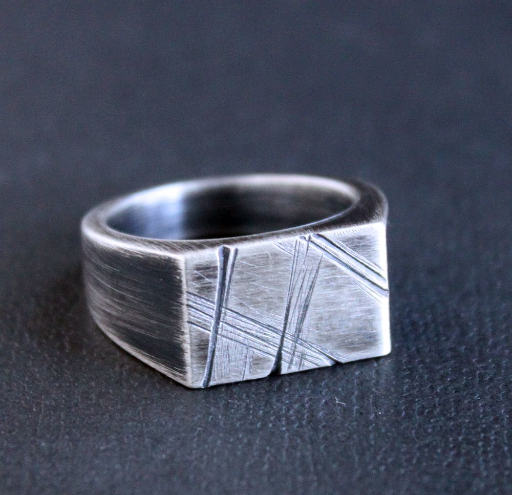 men's rustic silver signet ring