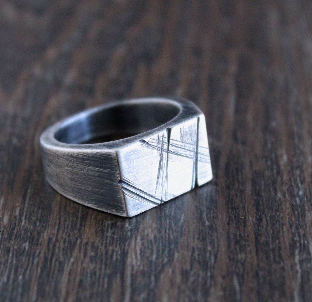 men's rectangle signet ring