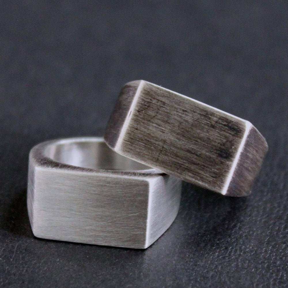 men's heavy silver signet ring