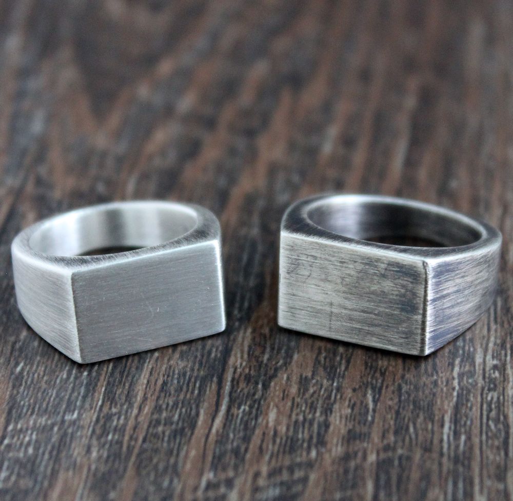men's heavy sterling silver signet ring
