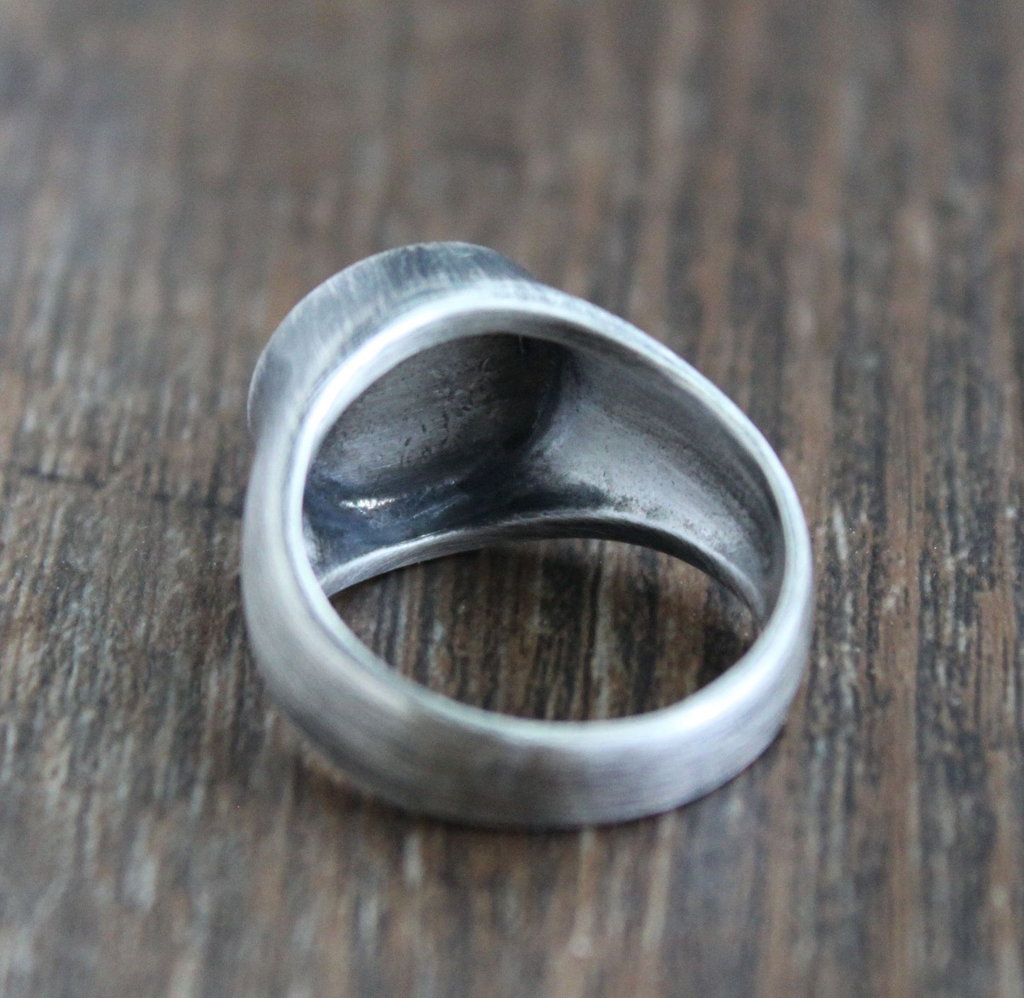 X Signet Ring, Round Sterling Silver, Size 9