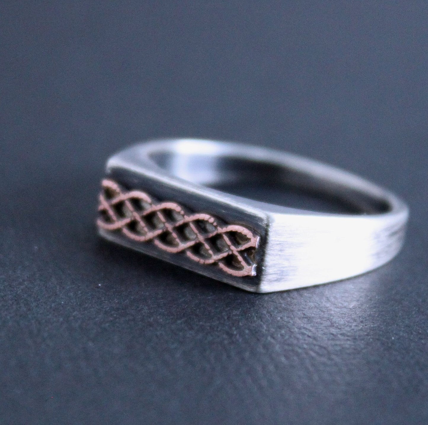 men's copper silver ring