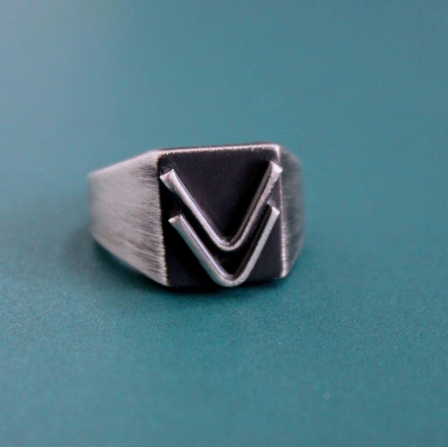 men's heavy square silver signet ring