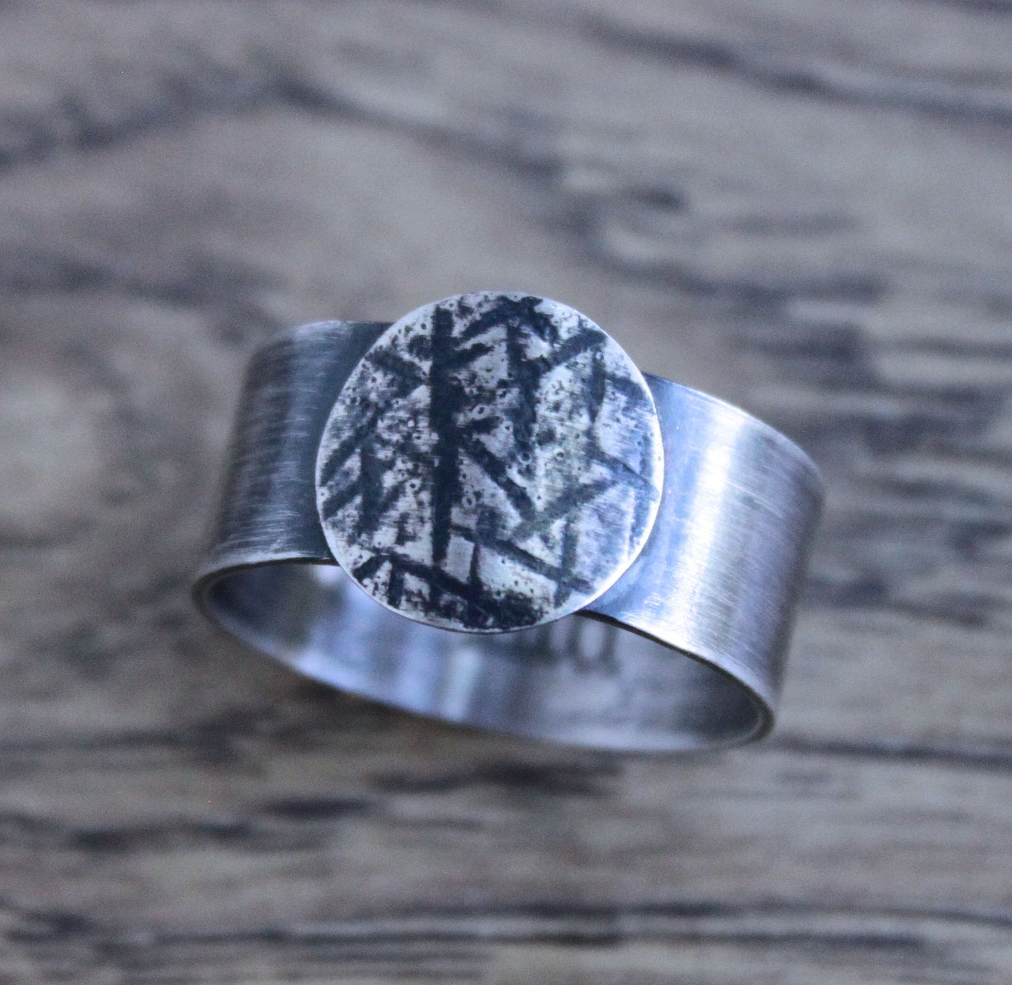 men's rustic handmade silver band ring