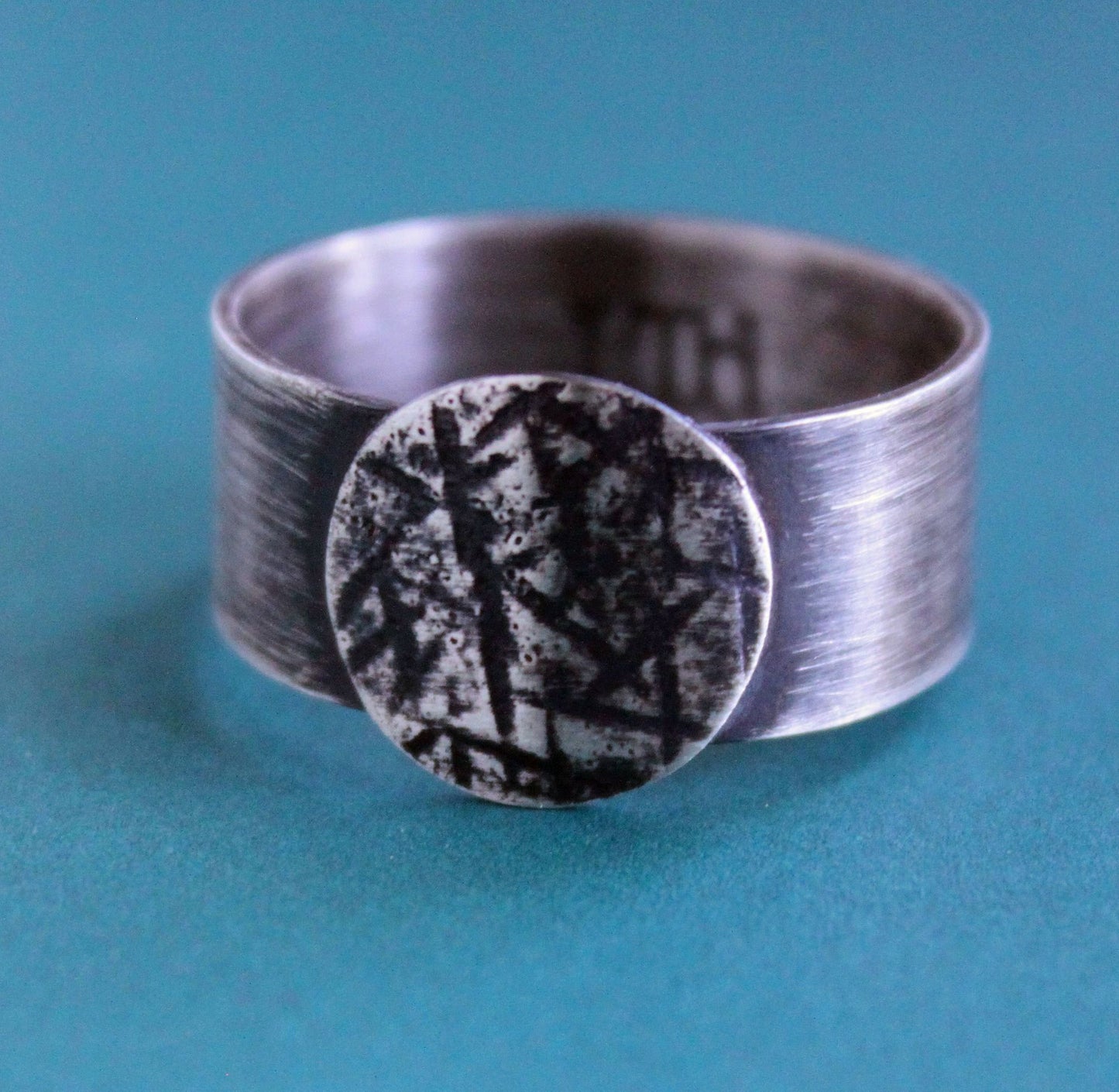 Large Hammered Rustic Silver Band Ring, Size 14.25