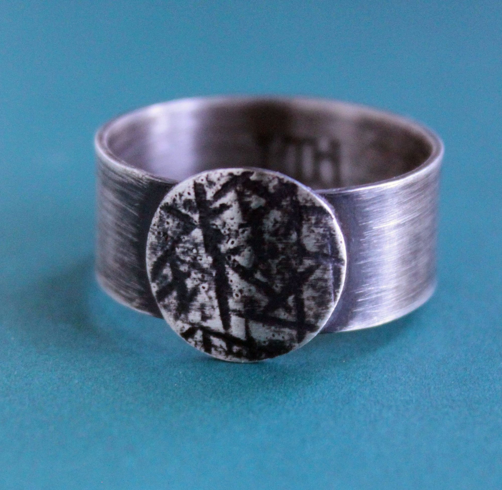 men's handmade silver badn ring