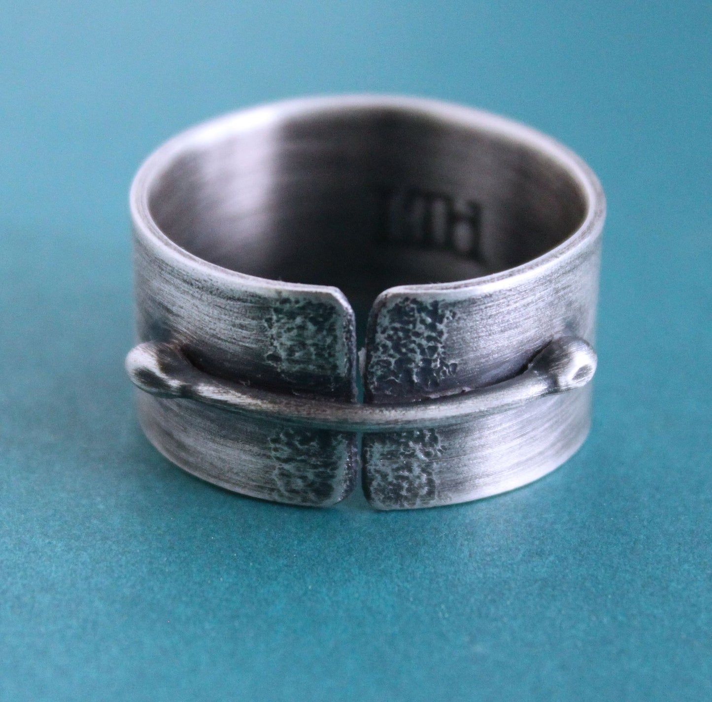 men's wide silver band ring