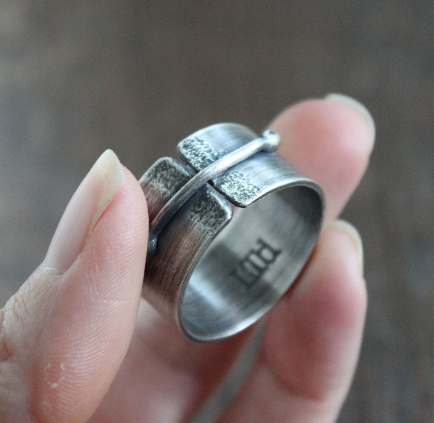 men's wide silver band ring, size 14