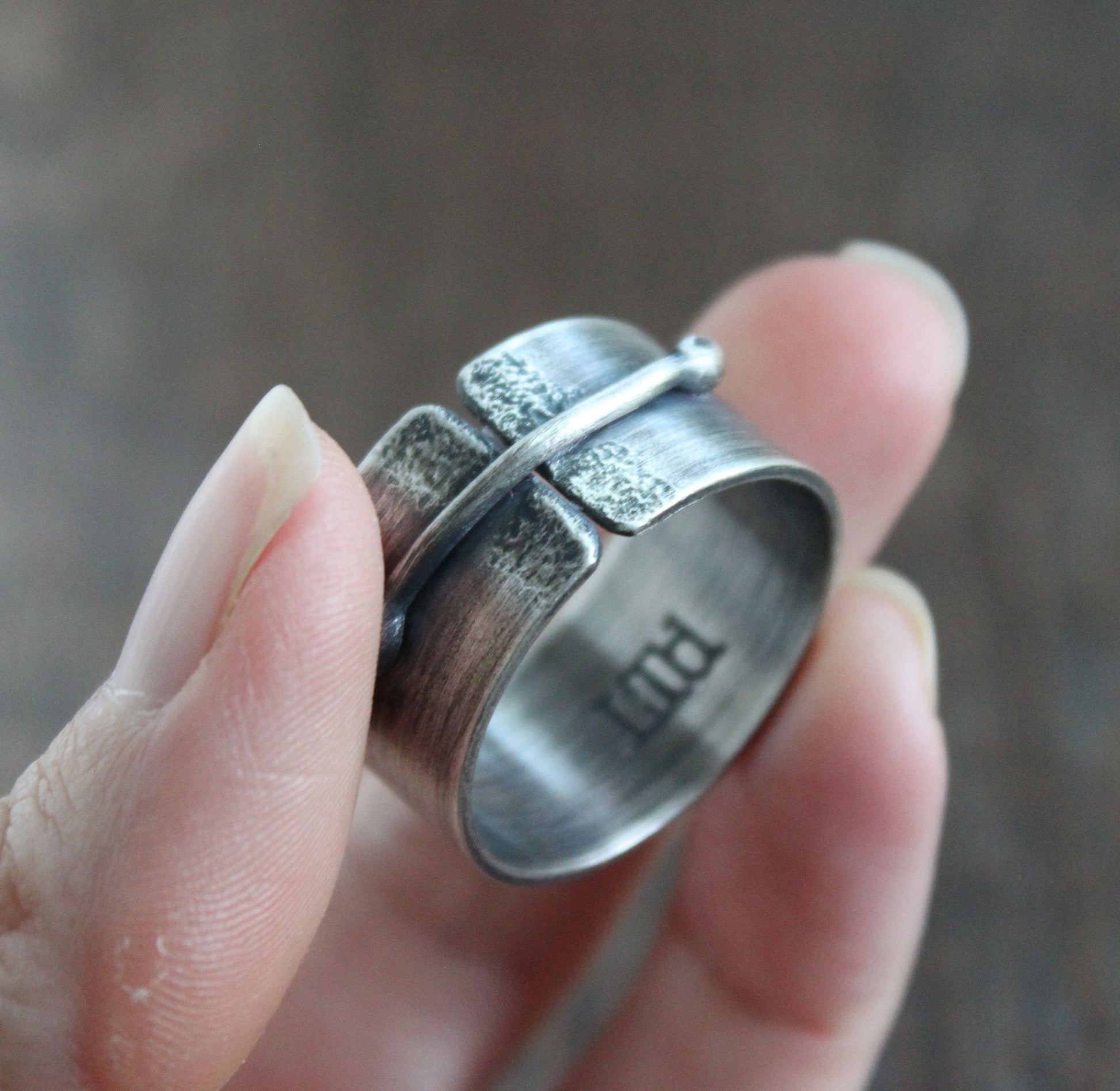 men's wide silver band ring, size 14