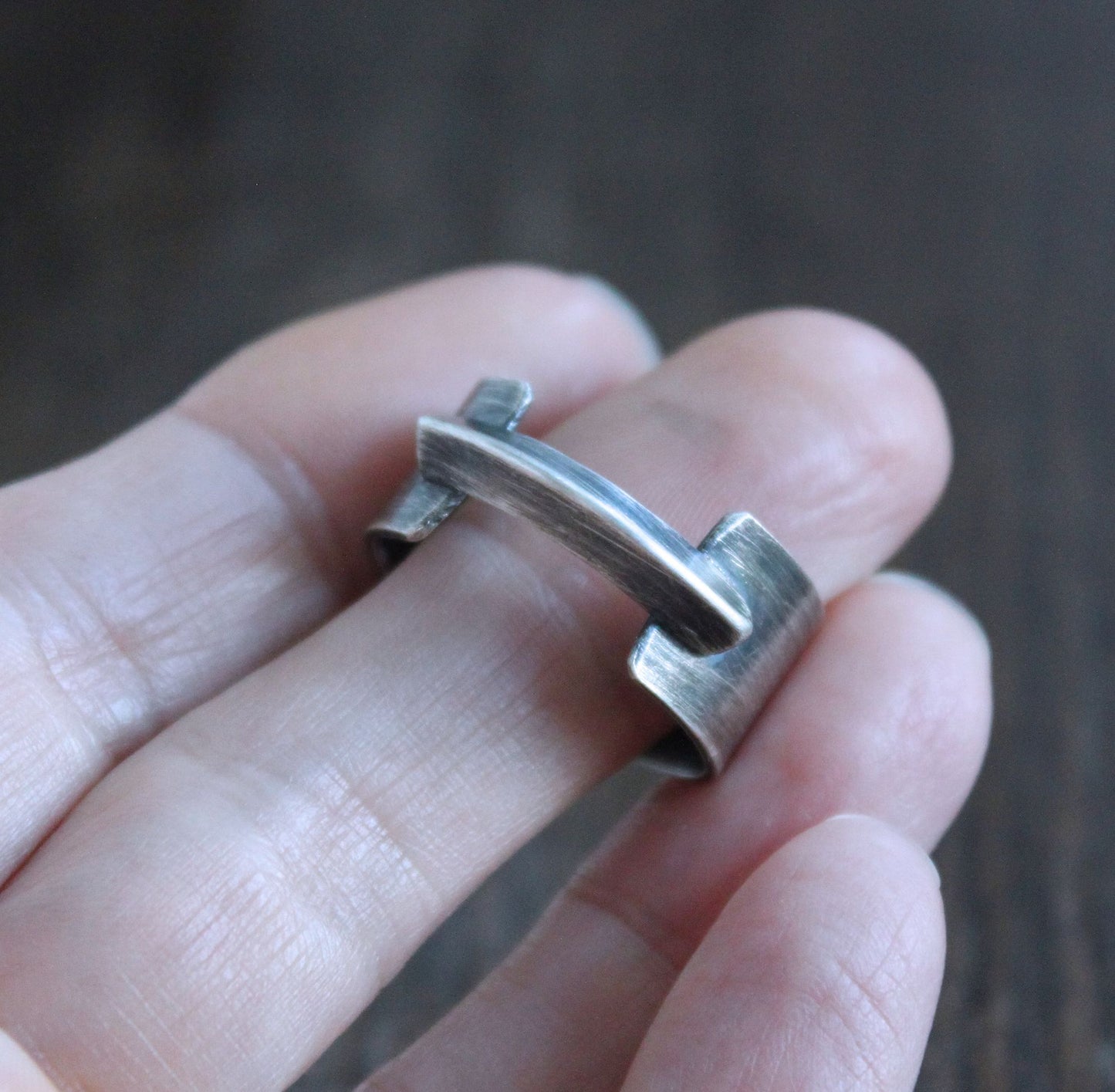 Unique Bridge Ring, Sterling Silver Band Size 9