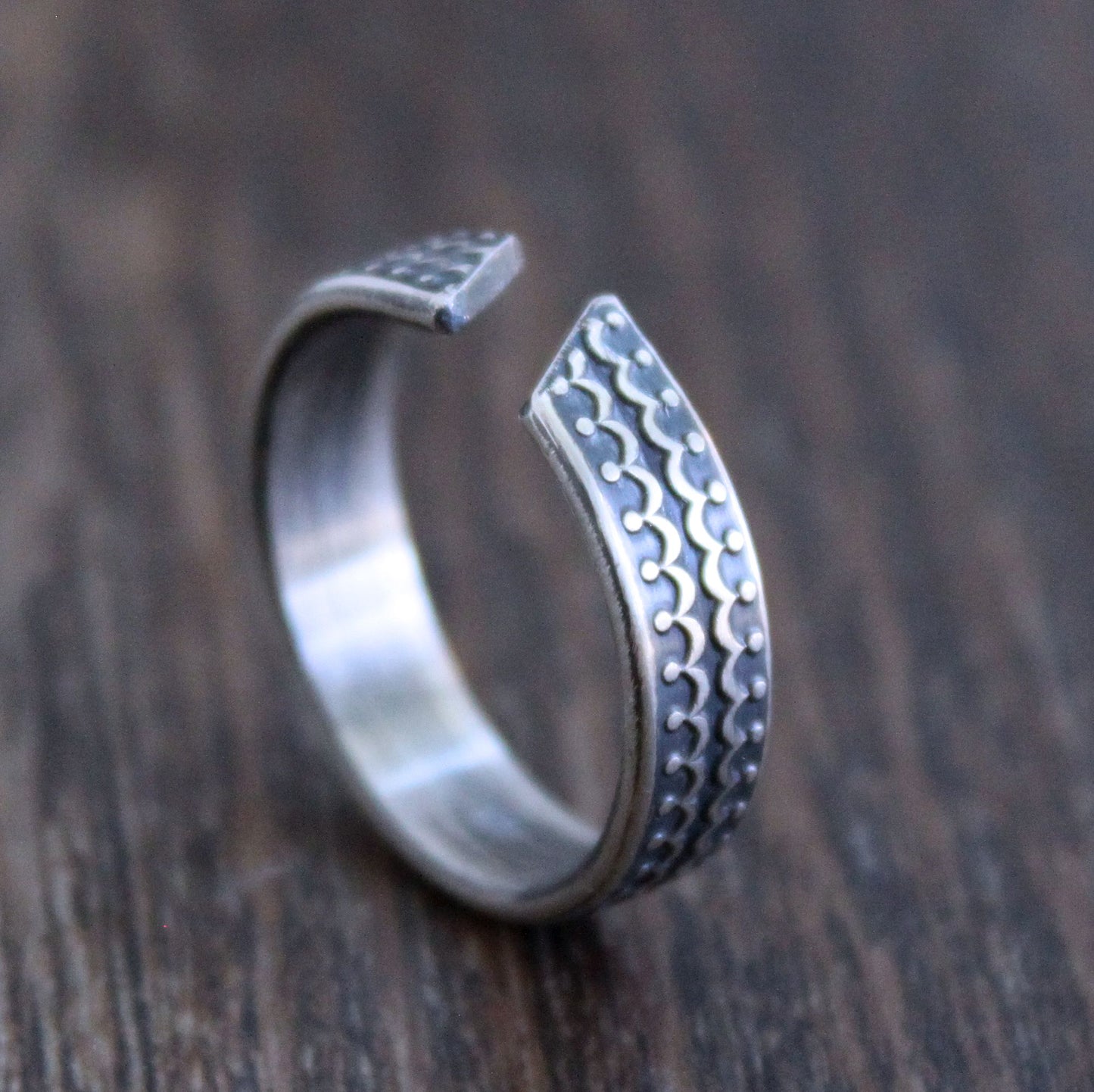 Oxidized Sterling Silver Open Band Ring