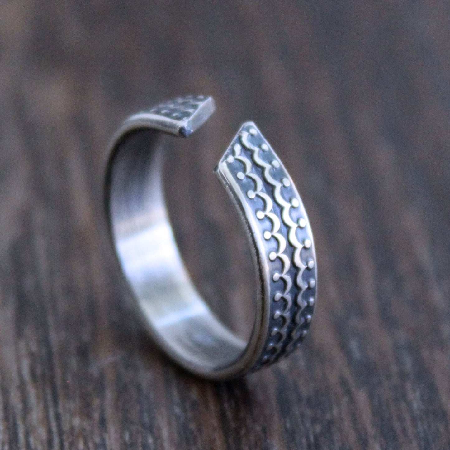 men's open band silver ring