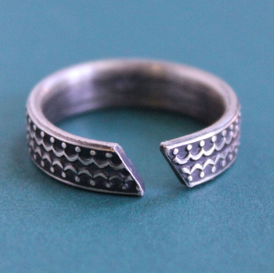 men's oxidized sterling silver band ring