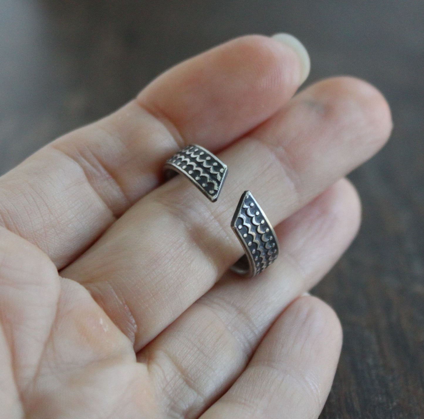 Oxidized Sterling Silver Open Band Ring