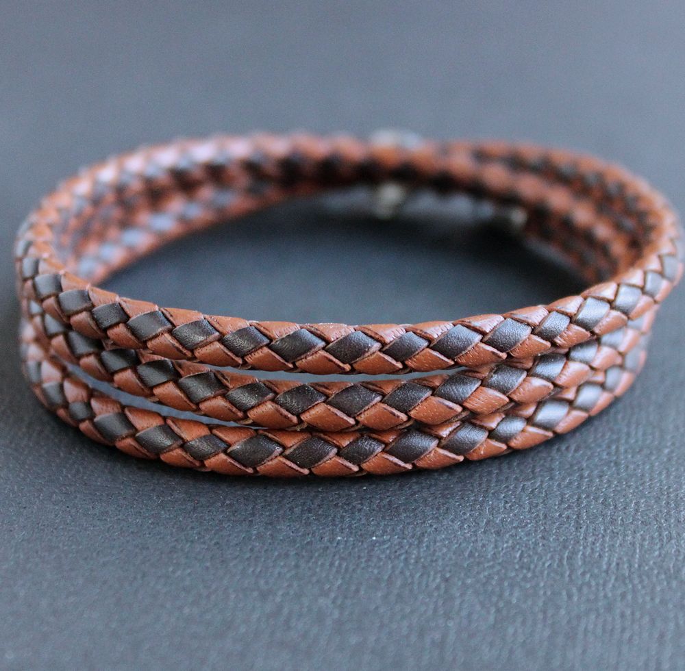 Men's Brown Leather Bracelet, Men's Infinity Bracelet, Men