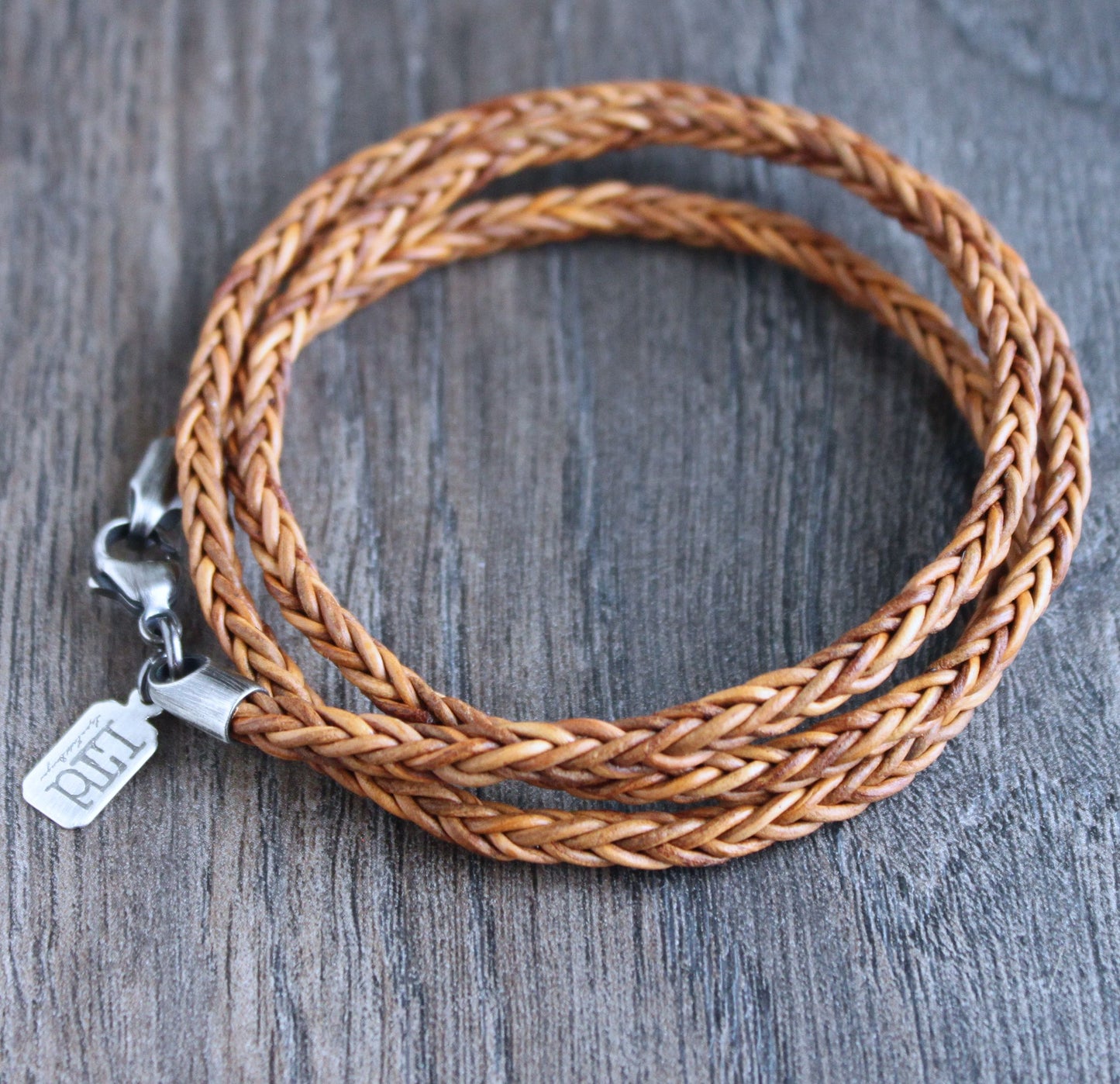 men's tan leather wrap bracelet