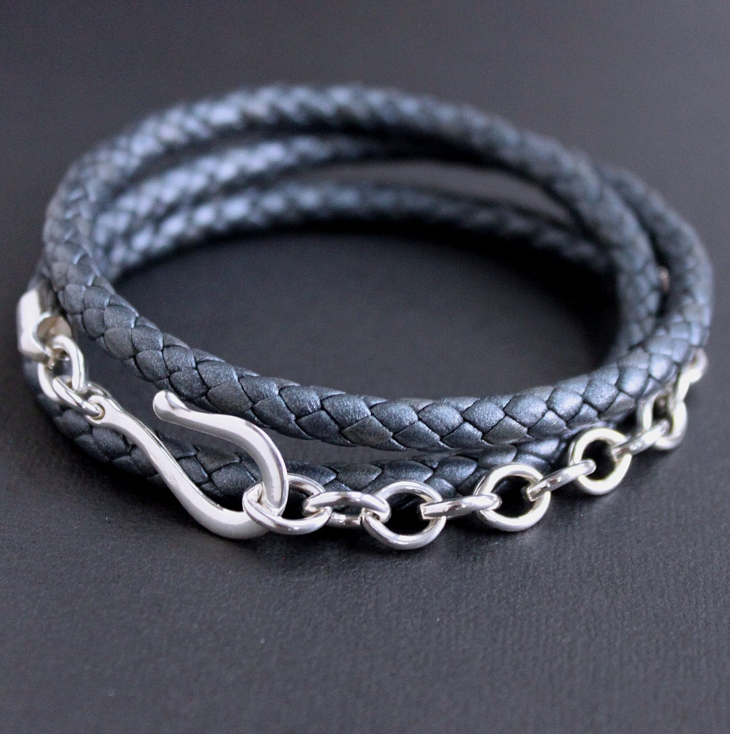 men's nappa leather braid bracelet