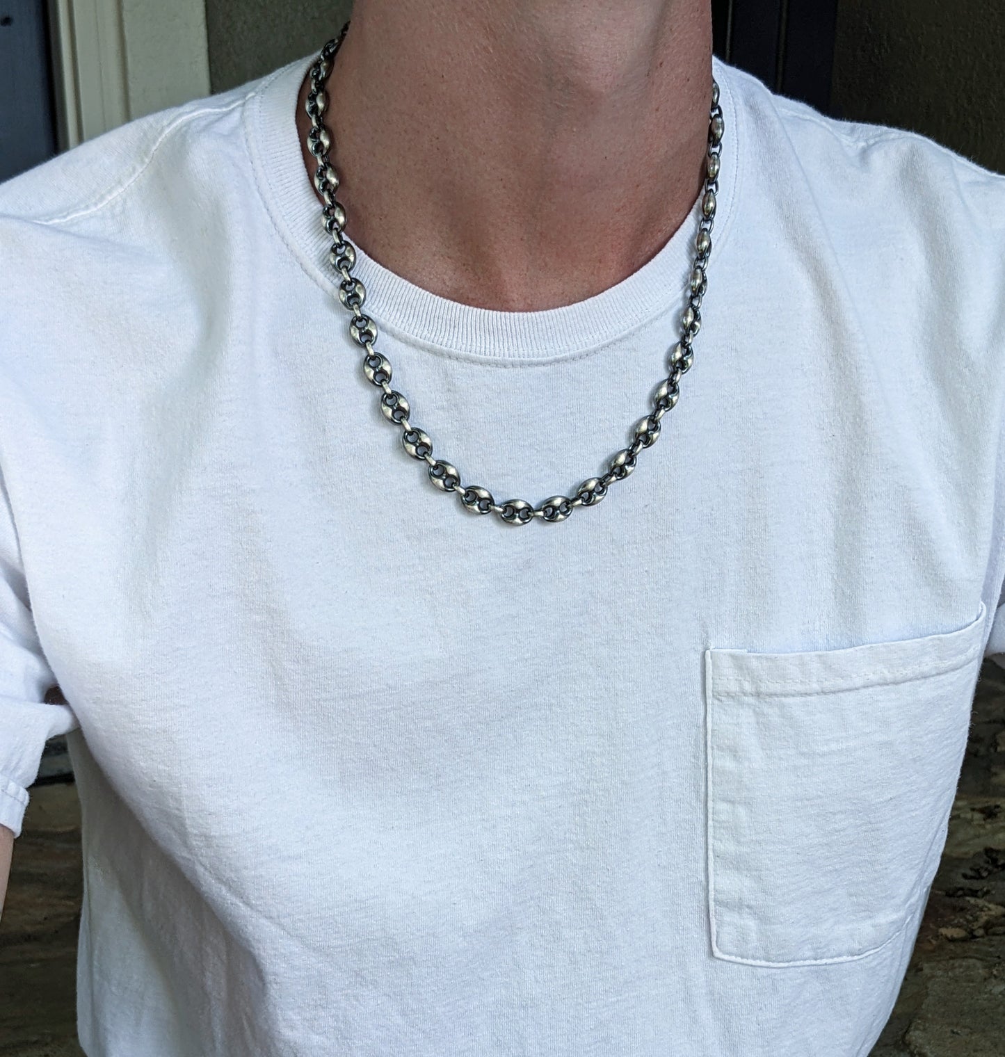 men's sterling silver anchor chain necklace