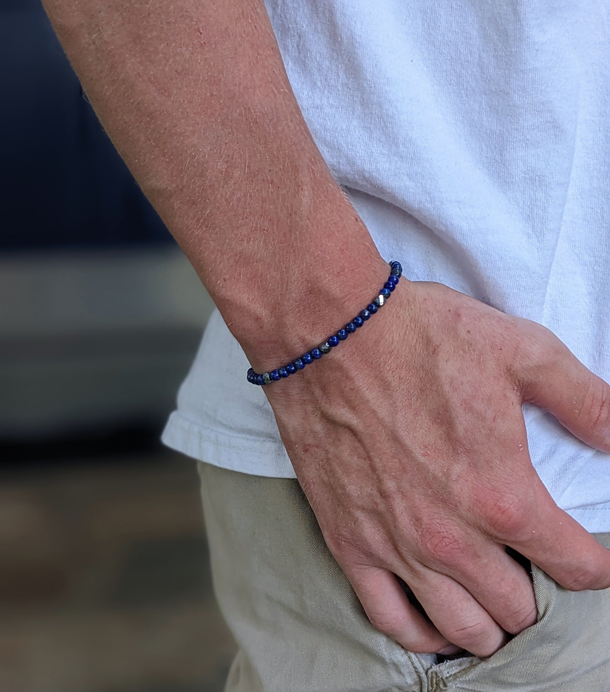 Men's 4mm Lapis bead bracelet