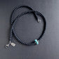 men's 4mm lava and turquoise bead necklace