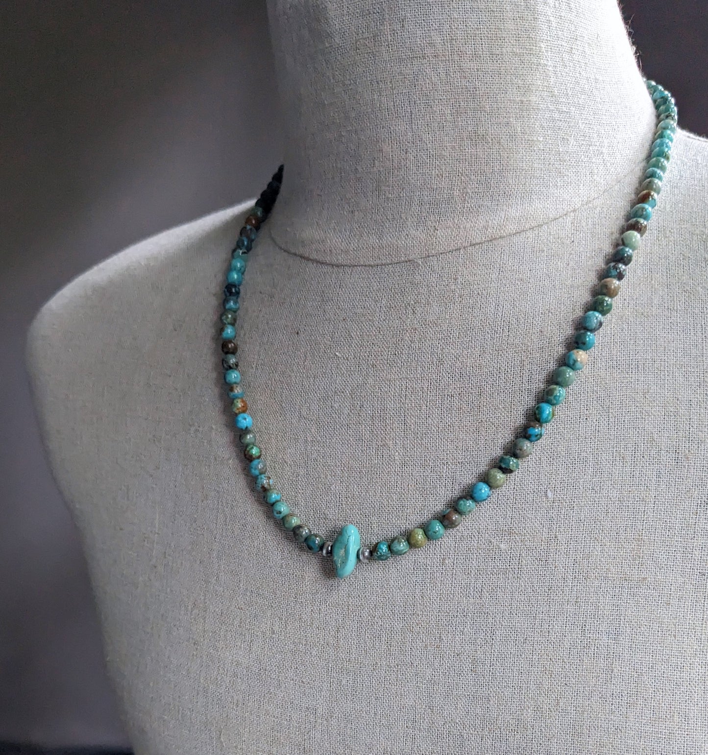 men's 6mm turquoise bead necklace, 24 inches