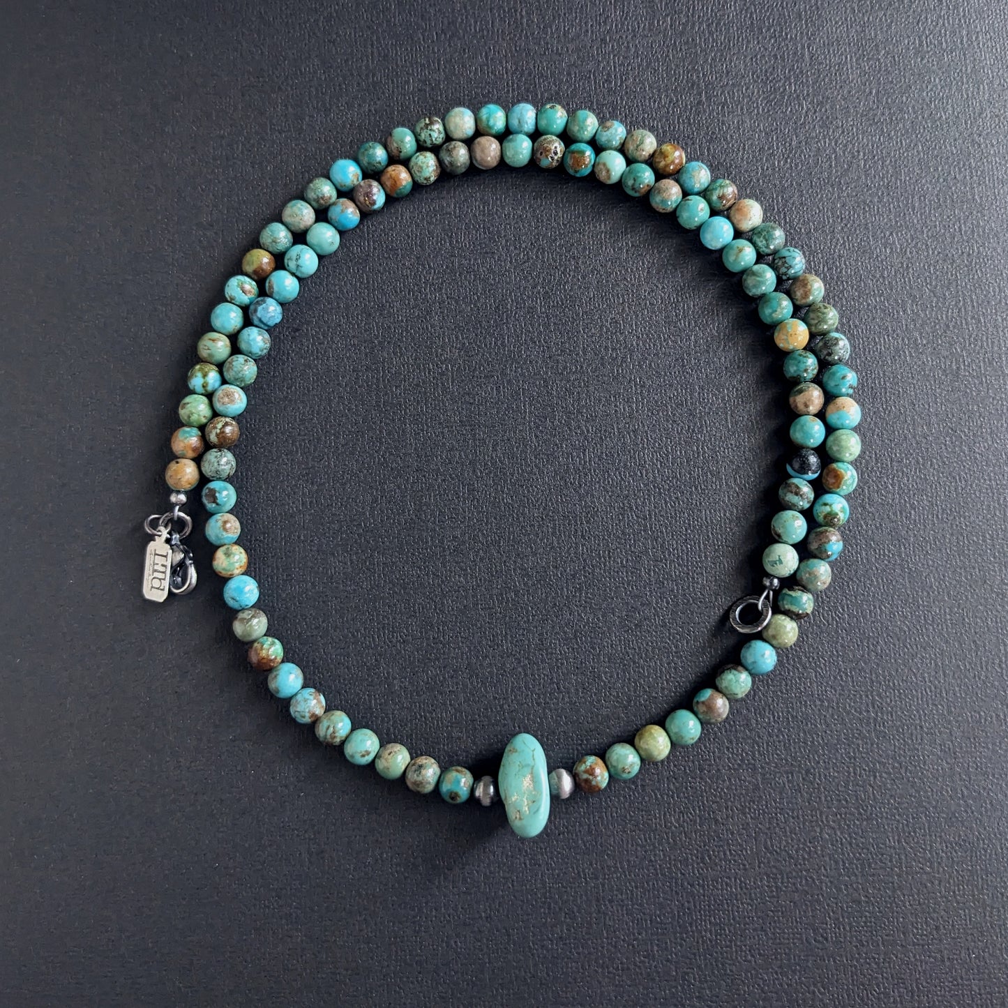 6mm turquoise and silver bead necklace